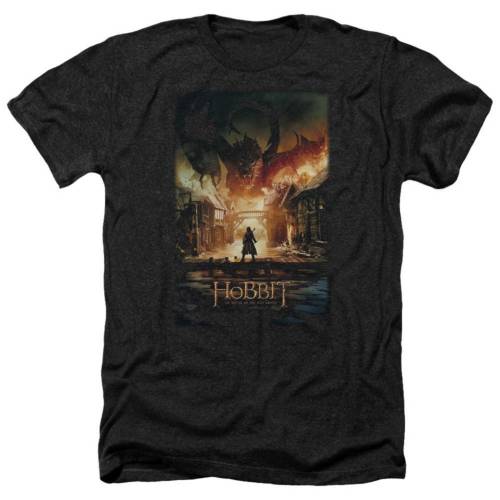 キャラクター ヘザー Tシャツ 黒色 ブラック 【 LICENSED CHARACTER HOBBIT SMAUG POSTER ADULT HEATHER T-SHIRT / BLACK 】 メンズファッション トップス カットソー