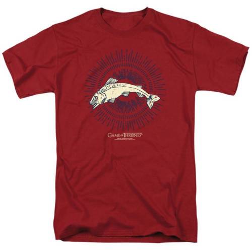 キャラクター ゲーム バースト スリーブ Tシャツ カーディナル ゲームオブスローン 半袖 【 LICENSED CHARACTER GAME OF THRONES TULLY BURST SIGIL SHORT SLEEVE ADULT T-SHIRT / CARDINAL 】 メンズファッション トッ