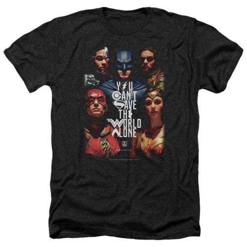 キャラクター ヘザー Tシャツ 黒色 ブラック 【 LICENSED CHARACTER JUSTICE LEAGUE MOVIE SAVE THE WORLD POSTER ADULT HEATHER T-SHIRT / BLACK 】 メンズファッション トップス カットソー