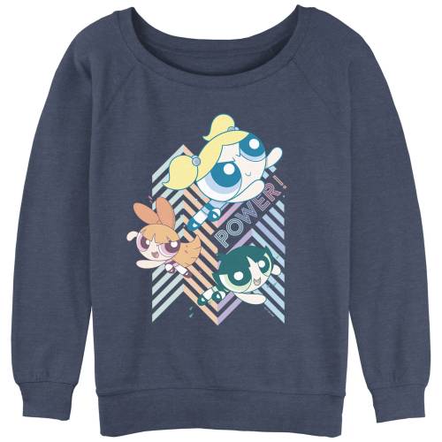 【★スーパーSALE★3/11深夜2時迄】キャラクター パワー ジグ 青色 ブルー ヘザー 【 LICENSED CHARACTER POWERPUFF S POWER ZIG ZAG SLOUCHY TERRY PULLOVER / BLUE HEATHER 】 キッズ ベビー マタニティ トップス スウェット トレーナー
