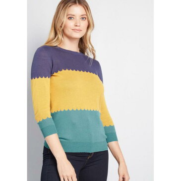 モドクロス MODCLOTH スリーブ 青色 ブルー 緑 グリーン 【 SLEEVE GREEN MODCLOTH CHARM SCHOOL 3 4 PULLOVER BLUE 】 レディースファッション トップス ニット セーター