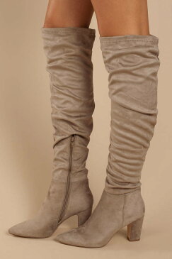 TOBI スエード スウェード ハイ 【 TOBI RAMI FAUX SUEDE SLOUCHY THIGH HIGH BOOTS TAUPE 】