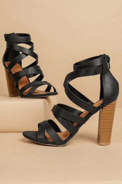 TOBI 黒 ブラック 【 BLACK TOBI MICHELLE STRAPPY HEELS 】