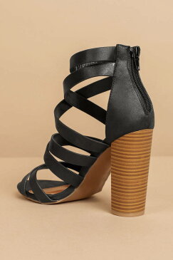 TOBI 黒 ブラック 【 BLACK TOBI MICHELLE STRAPPY HEELS 】