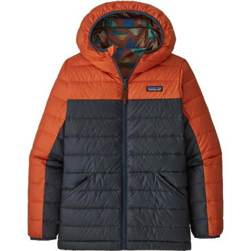 パタゴニア リバーシブル ダウン フード付 トレーナー 橙 オレンジ ジュニア キッズ 【 ORANGE PATAGONIA REVERSIBLE DOWN HOODED SWEATER METRIC 】