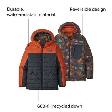 パタゴニア リバーシブル ダウン フード付 トレーナー 橙 オレンジ ジュニア キッズ 【 ORANGE PATAGONIA REVERSIBLE DOWN HOODED SWEATER METRIC 】