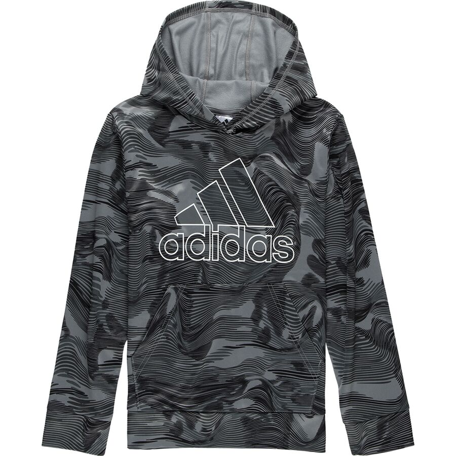 アディダス カモ柄 フード付 黒色 ブラック ジュニア キッズ 【 ADIDAS WARP CAMO AOP HOODED PULLOVER BLACK ADI 】