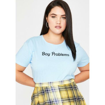 SUGAR THRILLZ グラフィック 【 MAJOR BOY PROBLEMS GRAPHIC BABY TEE BLUE 】 レディースファッション トップス Tシャツ カットソー 送料無料