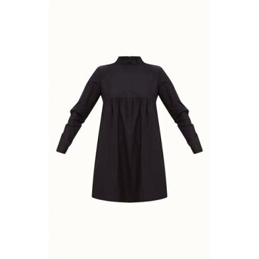 ASK__TRA ハイ ドレス 黒色 ブラック ASK__TRA 【 PRETTYLITTLETHING COTTON POPLIN HIGH NECK SMOCK DRESS BLACK 】 レディースファッション ドレス