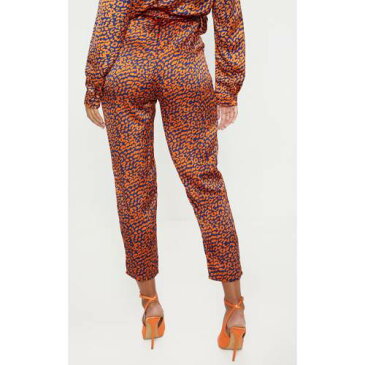 4FASHION 橙 オレンジ 【 ORANGE 4FASHION PRETTYLITTLETHING CONTRAST LEOPARD PRINT CIGARETTE TROUSER 】 レディースファッション ボトムス パンツ