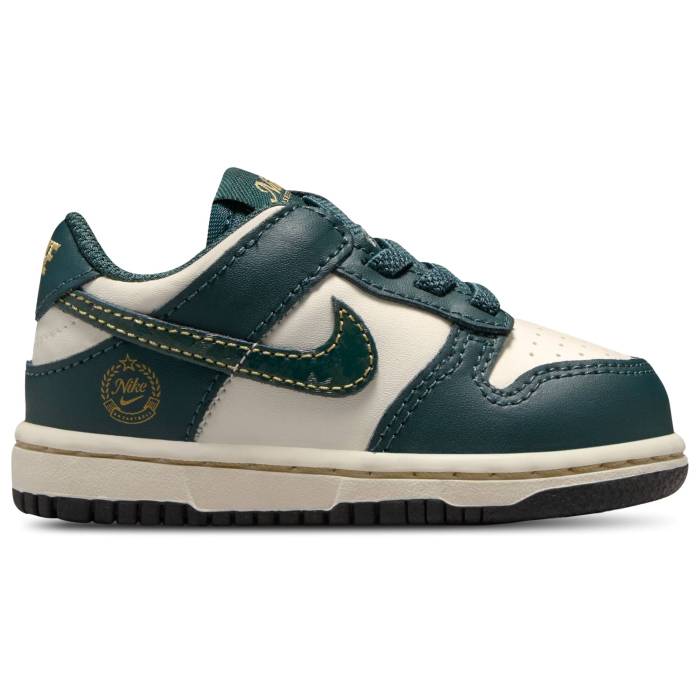 ʥ Nike  Dunk Low Girls' Toddler Pale Ivory/Deep Jungle/Vintage Gree...