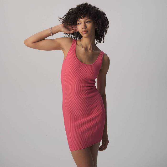 Cozi 【 Perfect Rib Knit Tank Dress Women's Pink Plaster 】 ニット タンクトップ ドレス レディースファッション ドレス レディース pink ピンク