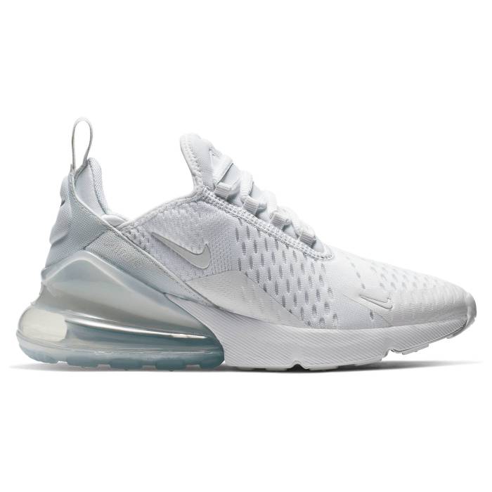 ʥ Nike  Air Max 270 Boys' Grade School White/White/Metallic Silver ...