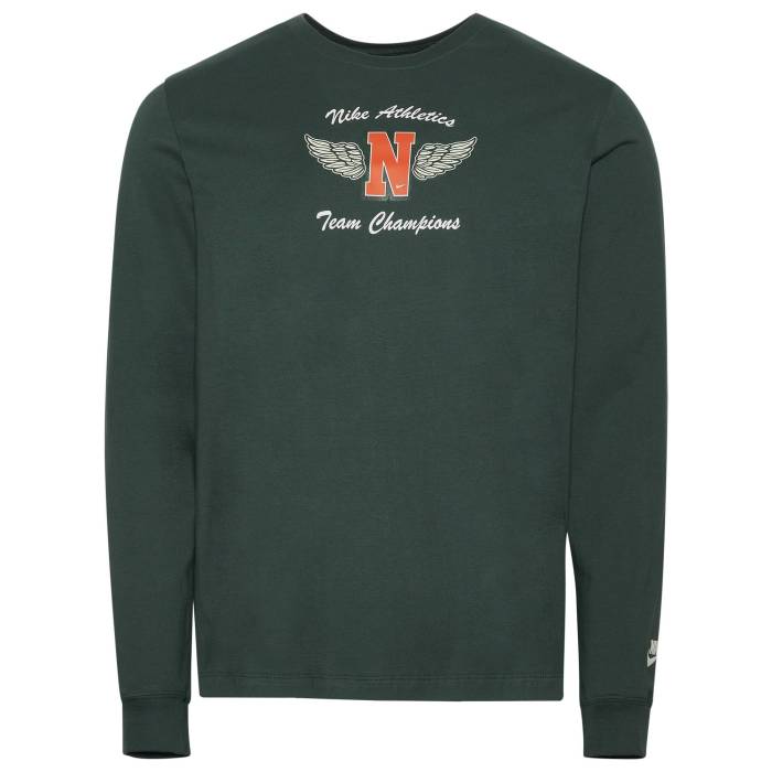 ʥ Nike  Swoosh High Long Sleeve T-Shirt Men's White/Vintage Green/O...