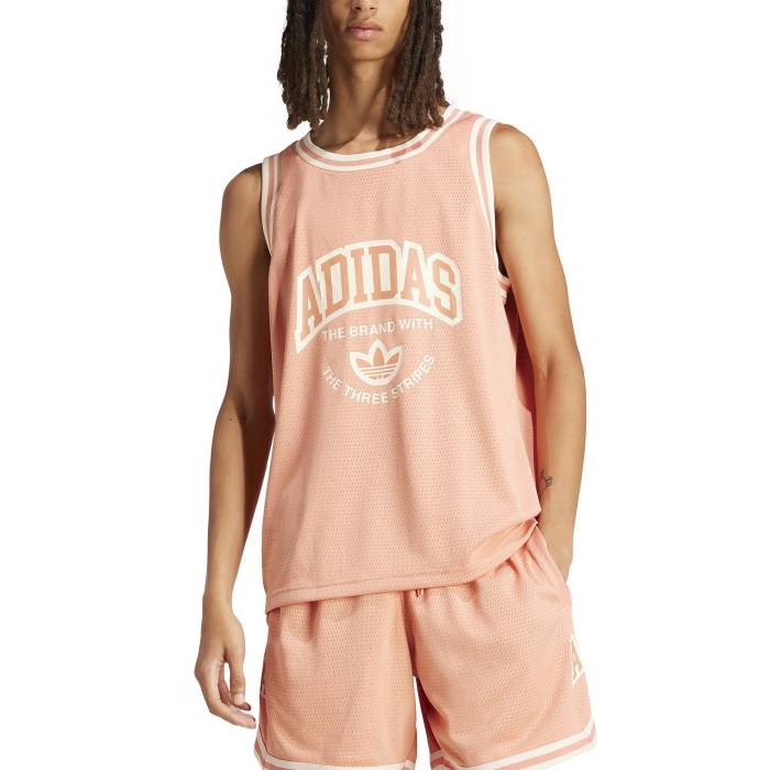 アディダス Adidas Originals 【 Varsity Tank Top Men's Beige/Pink 】 タンクトップ メンズファッション トップス タンクトップ メンズ ベージュ pink ピンク