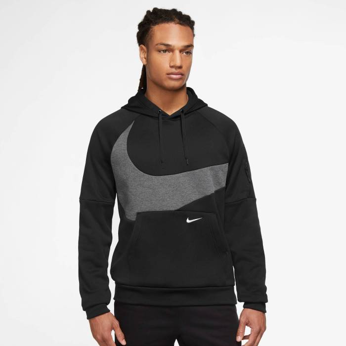 ナイキ Nike 【 Therma Fleece Pullover Swoosh Hoodie Men's Black/Black/Charcoal Heather 】 サーマ フリース Swoosh スウッシュ・スウォッシュ フーディー パーカー メンズファッション トップス パーカー メンズ