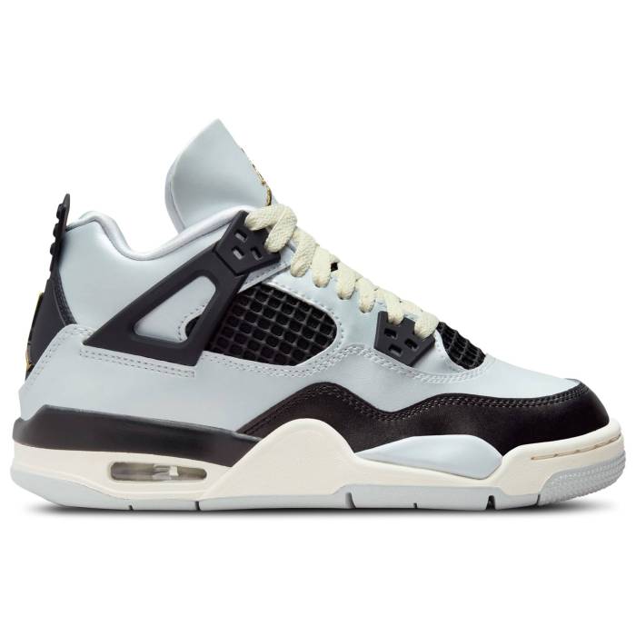 ʥ 硼 Jordan  Air 4 Retro Boys' Grade School Grey/Gold/Black  ...