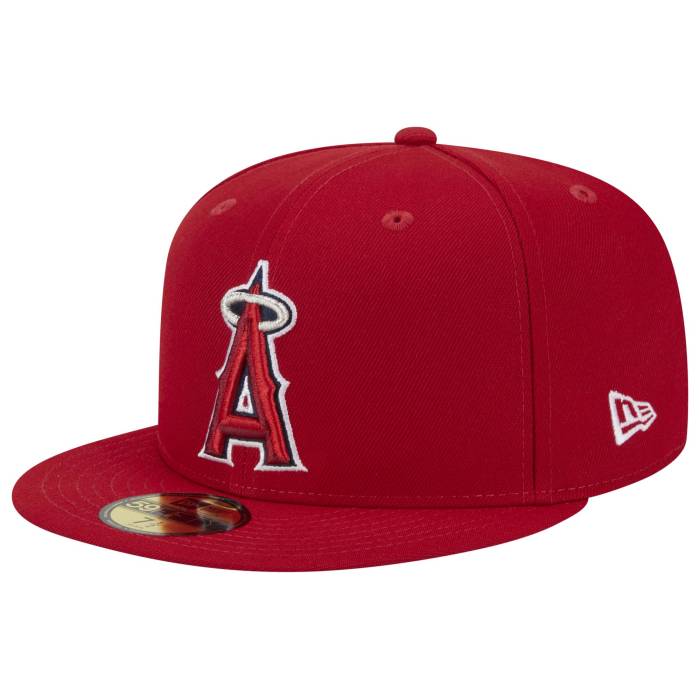 ˥塼 New Era  Angels 5950 Evergreen Side Patch Fitted Hat Adult Whit...