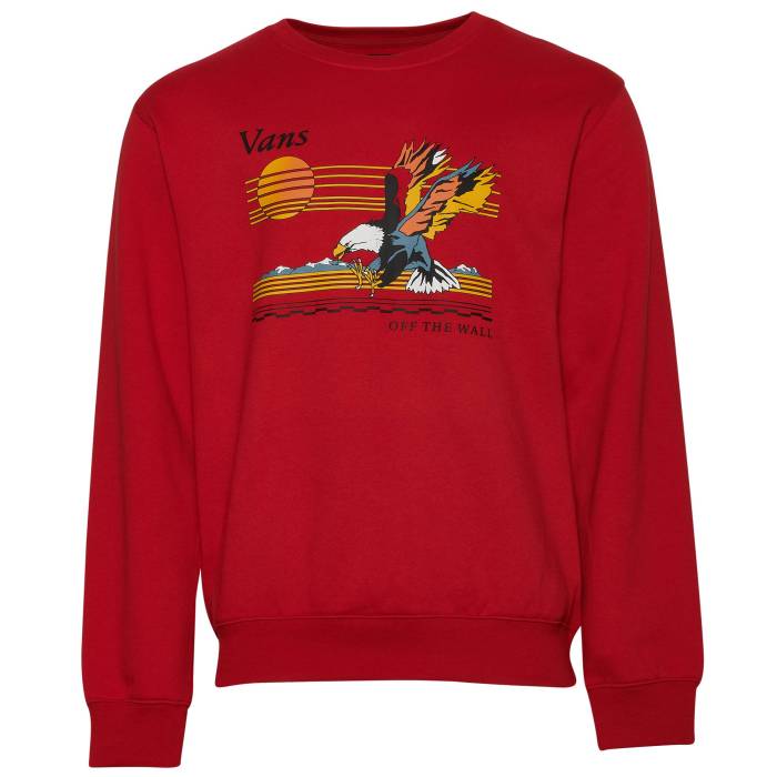 ヴァンズ Vans 【 Sunset Fleece Crew Men's Red/Black 】 フリース クルー メンズファッション トップス パーカー メンズ Red 赤・レッド 黒色 ブラック(4)
