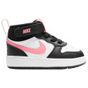 ナイキ Nike 【 Court Borough Mid 2 Boys' Toddler White/Sunset Pulse/Black 】 コート ミッド ...