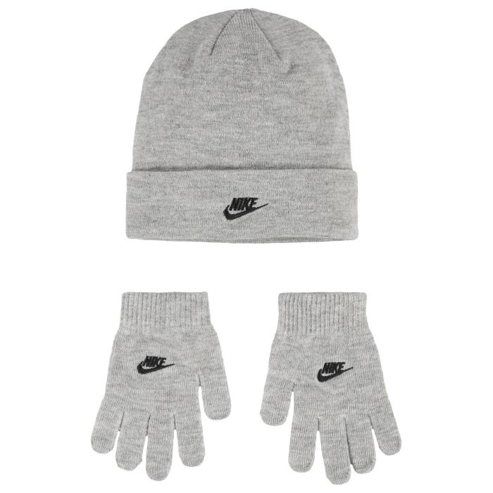 ナイキ ジョーダン Jordan 【 Lurex Futura Beanie Glove Set Boys' Grade School Dark Grey Heather/White 】 キャップ 帽子 グローブ グラブ 手袋 キッズ ベビー マタニティ キッズファッション 帽子 ニット帽 灰色