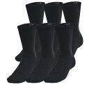 アンダーアーマー Under Armour 【 Essential 6 Pack Crew Socks Men's Black/Black/Castlerock 】 クルー ソックス・靴下 インナー 下着 ナイトウェア メンズ 靴下 レッグウェア 靴下 メンズ 黒色 ブラック