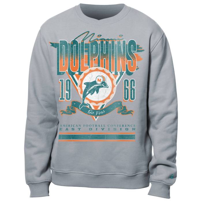 ニューエラ New Era 【 Dolphins Crew Sweatshirt Men's Grey/Multi 】 ドルフィンズ クルー スウェット トレーナー メンズファッション トップス スウェット トレーナー メンズ 灰色 グレー(4)