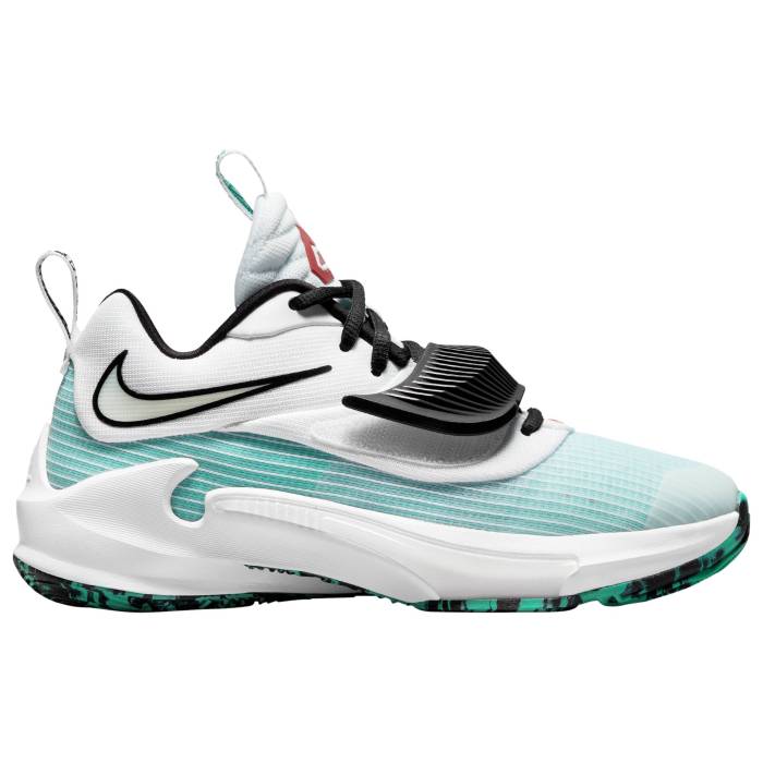 ʥ Nike  Freak 3 Boys' Grade School White/Black/Clear Emerald  å ...