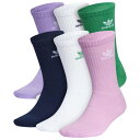 アディダス Adidas Originals 【 Trefoil 6 Pack Crew Socks Men's Purple/Green/White 】 トレフォイル クルー ソックス・靴下 インナー 下着 ナイトウェア メンズ 靴下 レッグウェア 靴下 メンズ Purple 紫・パー