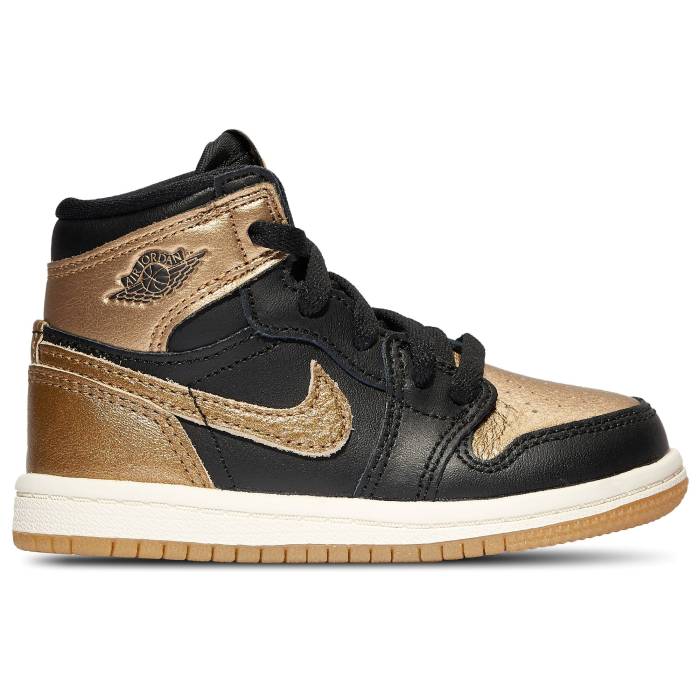 楽天スニケスナイキ ジョーダン Jordan 【 Retro 1 High Og Boys' Toddler Black/Gold 】 レトロ ハイ キッズ ベビー マタニティ ベビーファッション 靴 スニーカー 黒色 ブラック ゴールド