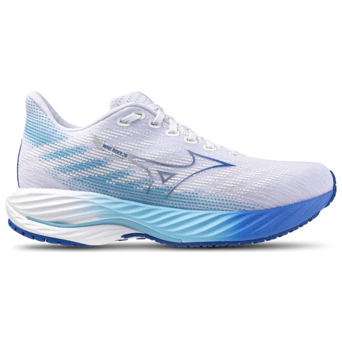 ミズノ Mizuno 【 Wave Rider 28 Women's White/Mugen Blu