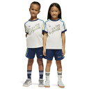アディダス Adidas Originals 【 Graphic Trefoil Lifestyle Shorts And T-Shirt Set Boys' Preschool Cloud White/Night Indigo 】 グラフィック トレフォイル ライフスタイル ショーツ Tシャツ キッズ ベビー マタニティ キ