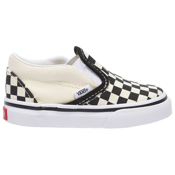 ヴァンズ Vans 【 Classic Slip On Boys' Toddler True White/Black 】 クラシック キッズ ベビー マタニティ ベビーファッション 靴 スニーカー 白色 ホワイト 黒色 ブラック
