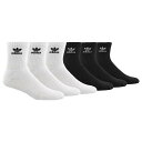 アディダス Adidas Originals 【 Trefoil Cushioned Quarter Socks 6-Pack Men's Black/White 】 トレフォイル ソックス・靴下 インナー 下着 ナイトウェア メンズ 靴下 レッグウェア 靴下 メンズ 黒色 ブラック 白