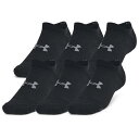 アンダーアーマー Under Armour 【 Essential Cushion 6 Pack No Show Socks Men's Castlerock/Black/Black 】 ソックス・靴下 インナー 下着 ナイトウェア メンズ 靴下 レッグウェア 靴下 メンズ 黒色 ブラック