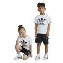 アディダス Adidas Originals 【 Adicolor Trefoil Shorts And T-Shirt Set Boys' Preschool Black/White 】 トレフォイル ショーツ Tシャツ キッズ ベビー マタニティ キッズファッション その他 黒色 ブラック 白色