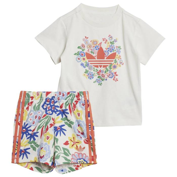 アディダス Adidas Originals 【 X Liberty London Shorts And T-Shirt Set Boys' Toddler Cloud White 】 ショーツ Tシャツ キッズ ベビー マタニティ ベビーファッション 上下セット セットアップ 白色 ホワイト