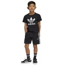 アディダス Adidas 【 Shorts & T-Shirt Set Boys' Preschool Black/White 】 ショーツ Tシャツ キッズ ベビー マタニティ キッズファッション その他 黒色 ブラック 白色 ホワイト