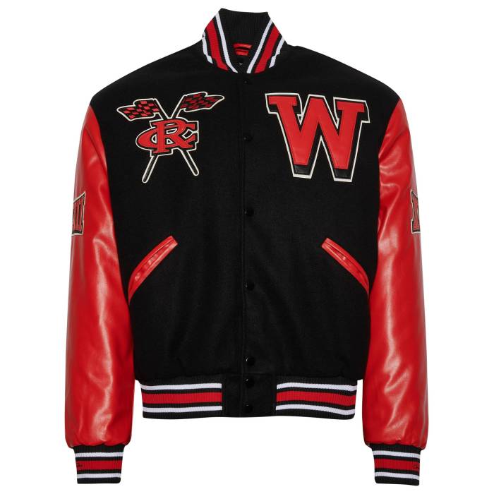 Campus Remix 【 Winston Salem State University Jacket Men's Red/Black 】 State スケートボード Jacket ジャケット メンズファッション コート ジャケット メンズ Red 赤・レッド 黒色 ブラック