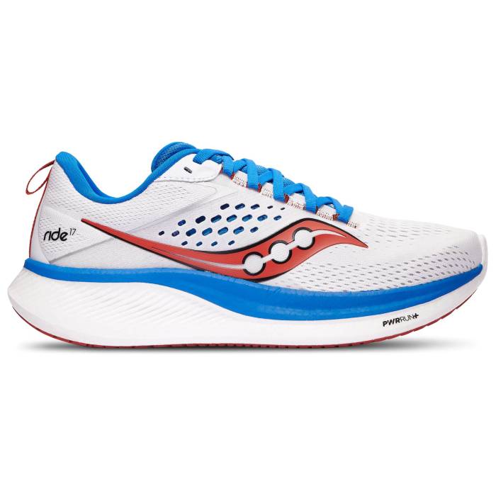 【★スーパーSALE★12/11深夜2時迄】サッカニー Saucony 【 Ride 17 Men's White/Blue 】 靴 メンズ靴 スニーカー メンズ 白色 ホワイト 青色 ブルー