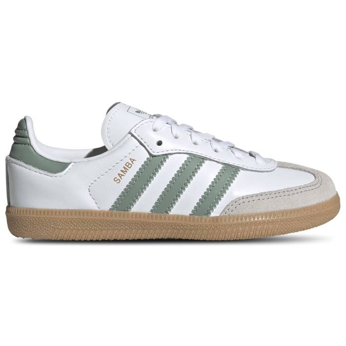 楽天スニケスアディダス Adidas Originals 【 Samba Boys' Preschool Gum/White/Silver Green 】 サンバ キッズ ベビー マタニティ キッズファッション 靴 スニーカー 白色 ホワイト Silver 銀色・シルバー green 緑・グリーン