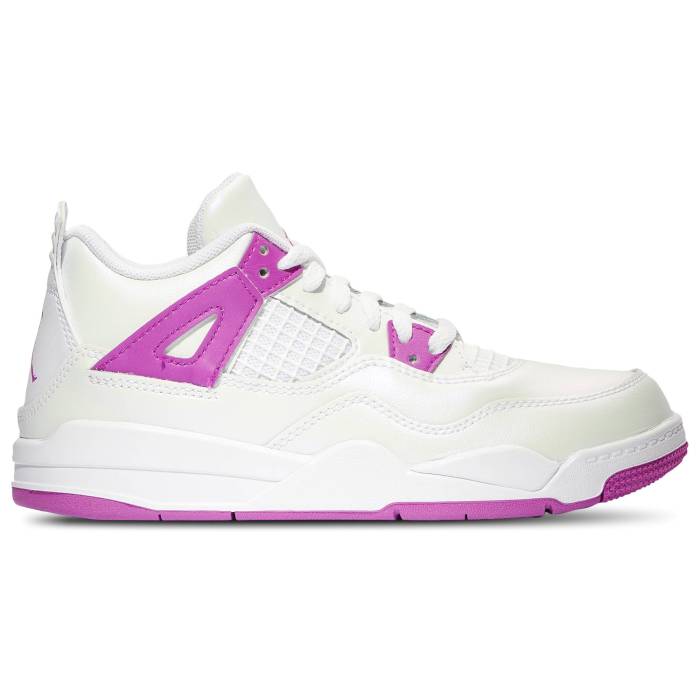 ナイキ ジョーダン Jordan 【 Retro 4 Edge Girls' Preschool White/Hyper Violet 】 レトロ キッズ ベビー マタニティ キッズファッション 靴 スニーカー 白色 ホワイト 紫・バイオレット