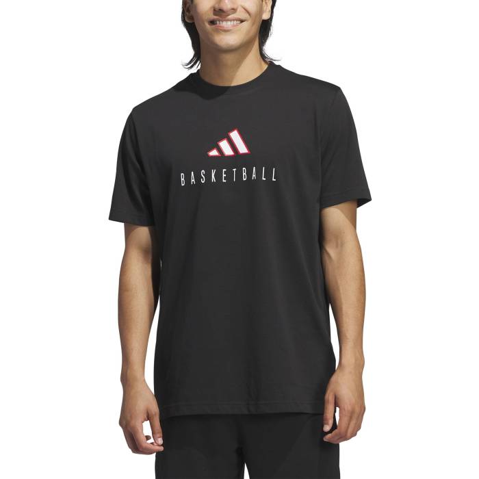 アディダス Adidas 【 Worldwide Hoops Logo Graphic Basketball T-Shirt Men's Black 】 ロゴ グラフィック バスケットボール Tシャツ メンズファッション トップス Tシャツ カットソー メンズ 黒色 ブラック