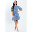 Be You 【 Puff Slv Tie Waist Dress Women Navy Floral 】 ネクタイ ドレス レディースファッション ドレス レ...
