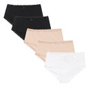 Be You 【 5 Pack Lace Trim Shortie Briefs Women Black/White/Nud 】 インナー 下着 ナイトウェア ...