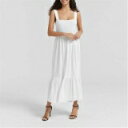 Be You 【 Linen Shirred Dress Women White 】 ドレス レディースファッション ドレス レディース 白色 ホワイト