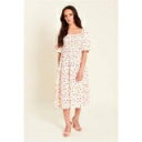 Be You 【 Midi Dress Women Cream Floral 】 ミディドレス レディースファッション ドレス レディース クリーム