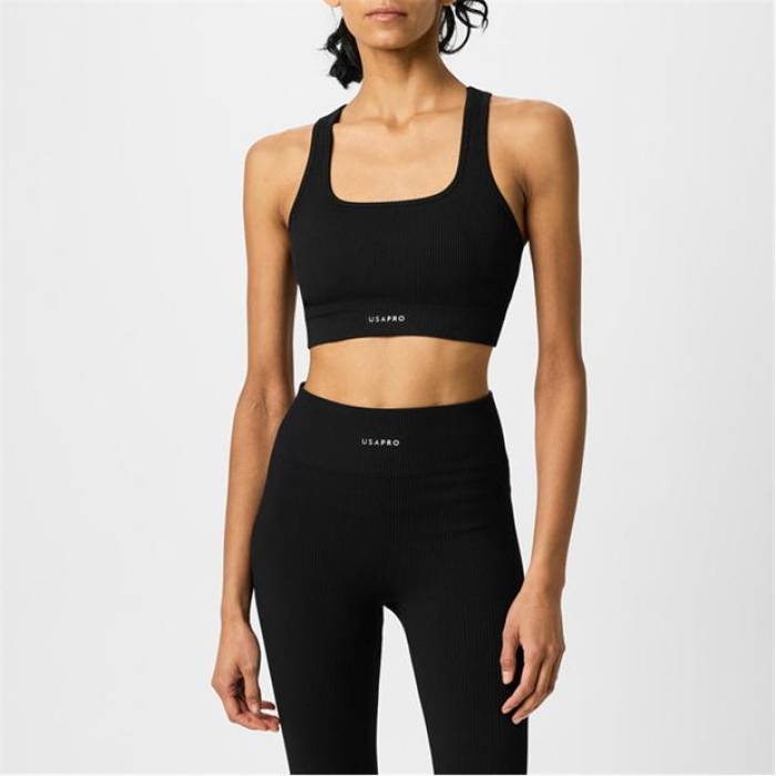 Usa Pro  Pro Seamless Ribbed Bra Womens Women Black  ץ ǥ ݡ ...