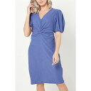 Be You 【 Stretch Crepe Knot Front Dress Women Blue 】 クレープ ドレス レディースファッション ドレス レデ...