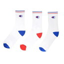 チャンピオン Champion 【 3 Pack Logo Crew Socks Women Blue/Red 8Lx 】 ロゴ クルー ソックス・靴下 インナ...